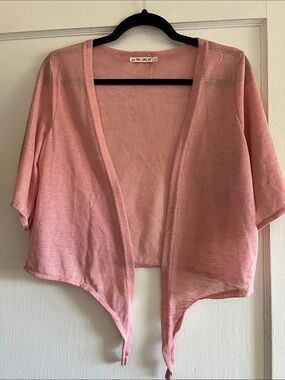 Soft Pink Open-Front Women's Cardigan